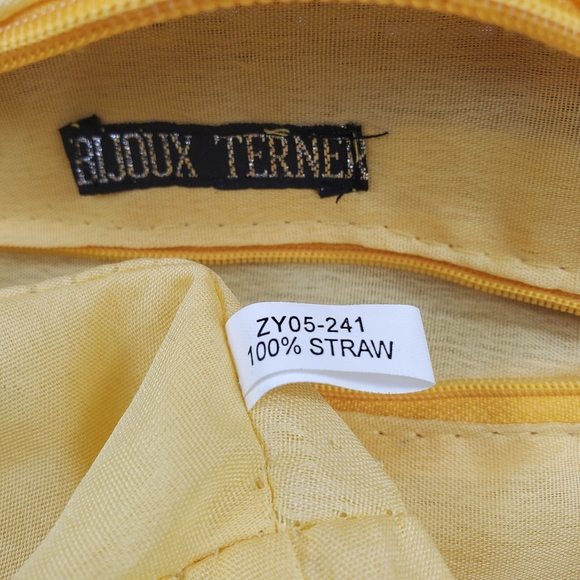 Bijoux Terner Yellow/Gold 100% Straw Bag Tote - Picture 3 of 8